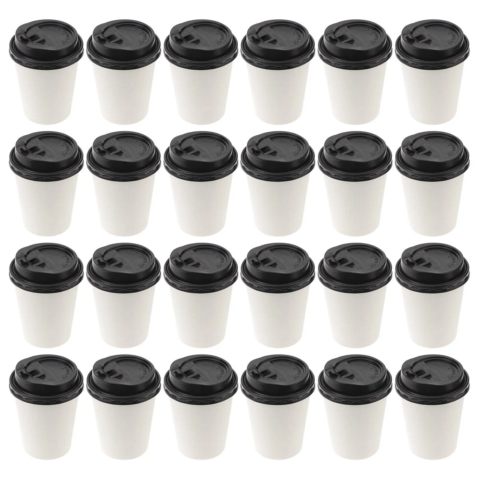 50 Pcs Paper Coffee Cup Disposable Cups With Lids Takeaway Cups Treated Paper Catering Supplies Dining Material