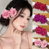 New Bridal Artificial Rose Flower Hairpin Velvet Cloth Hair Comb Women Wedding Bridesmaid Party Accessories Hair Clip Jewelry
