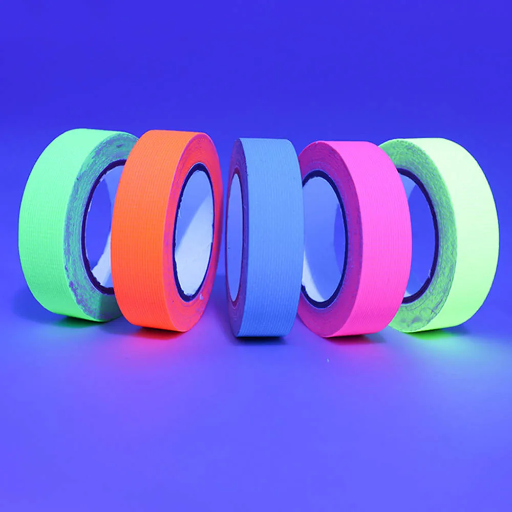 Description Picture 2 of item5 Roll UV Blacklight Reactive Tape Fluorescent Cloth Tape Neon Color Tape Wedding Birthday DIY Decoration UV Glow Party Supplies