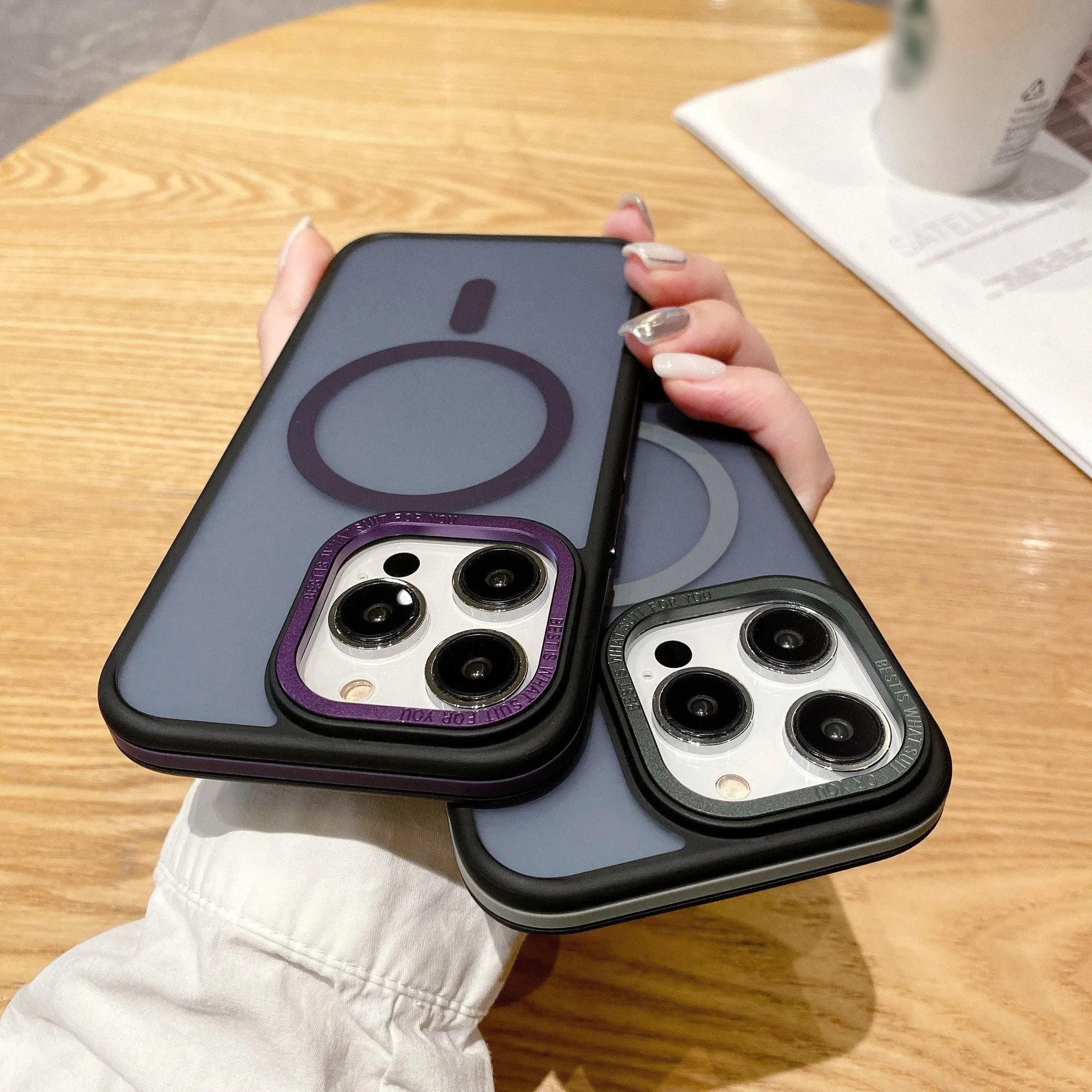 For iPhone 15 Pro Max 14Plus 13Pro Phantom Color Magnetic Phone Case Color Skincare Matte Charging Case