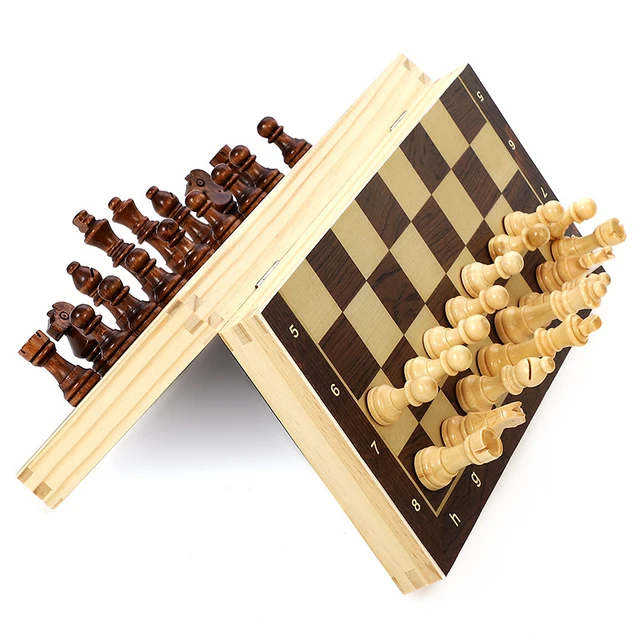 Best Folding Wooden Chess Board Set With Magnetic Closure I With Storage  For Pieces I Portable- For Adults & Kids