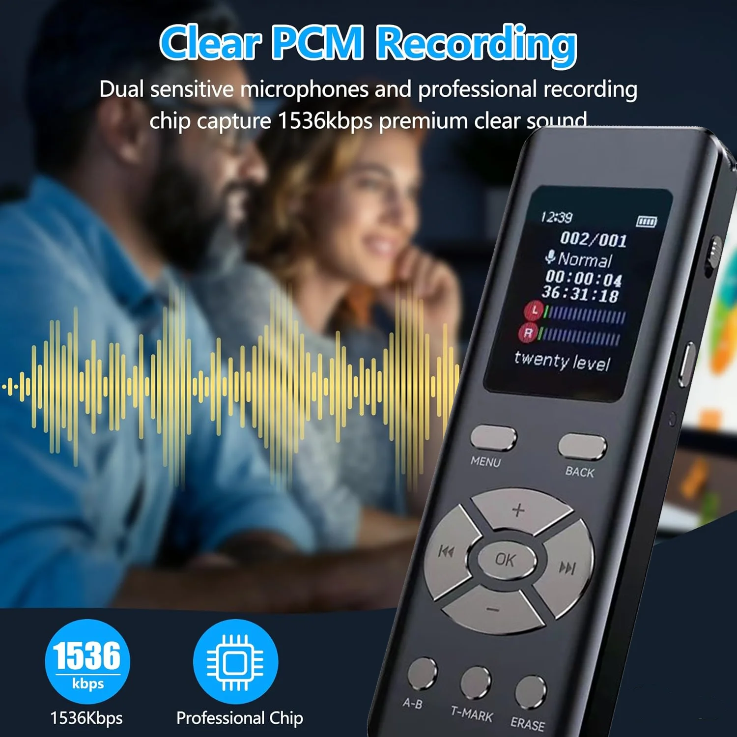 Digital Voice Recorder Mini Voice Recorder Upgraded Small Audio with MP3&USB for Lectures Meetings Interviews