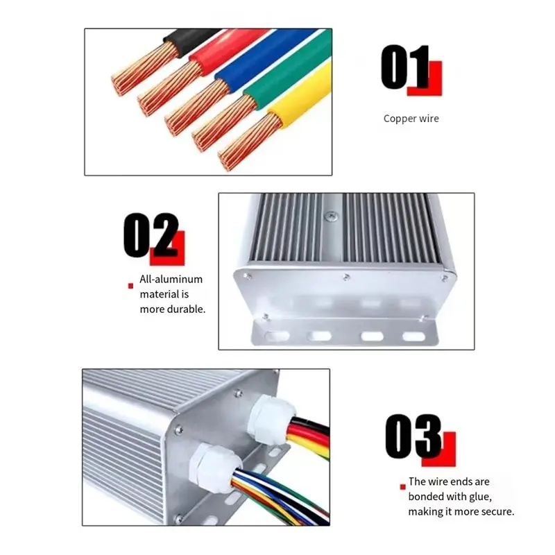 BAAJ-브러시리스 컨트롤러 48V/60V/72V/84V 5000W 더블 로우 24 튜브 지능형 BLDC 모터/전기 자전거/전기 삼륜차용
