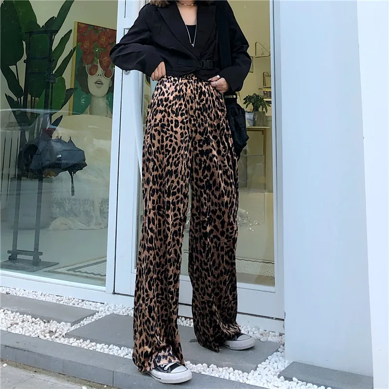 Golden Velvet Leopard Print Pants Women Autumn Winter New