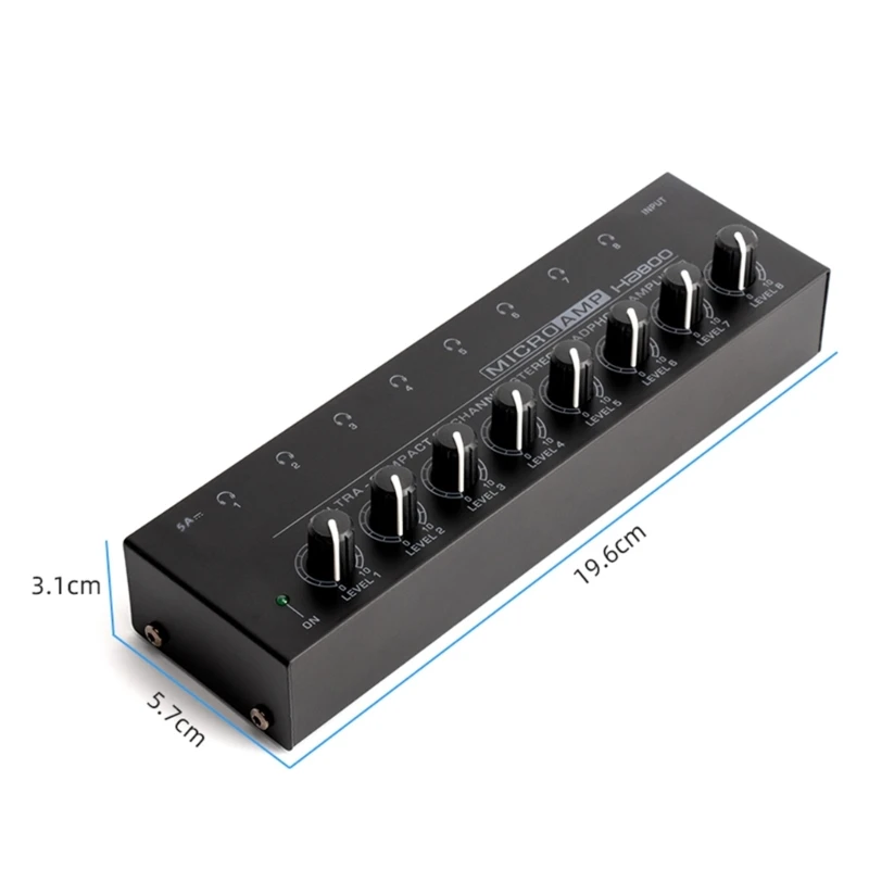 Ultra-Compact 8-Channel Headphone HA800 Stereo Amplifier Mixer Amplifier for Outdoor Performance Small Concert H8WD