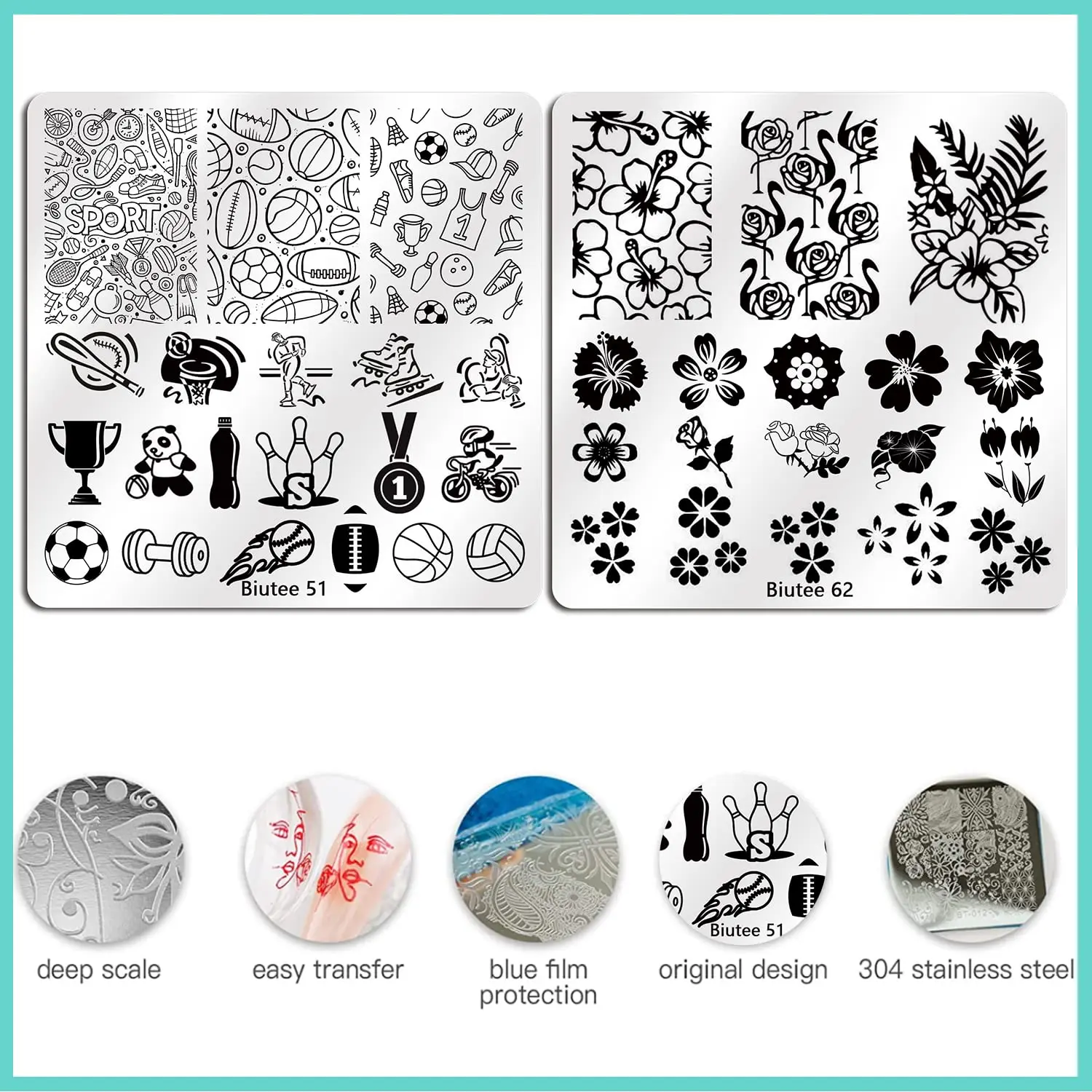 Biutee Nail Stamping Plates Template Tiger Zebra Leopard Print Animal Image Stainless Steel Stencil Nail Art Template Texture 3