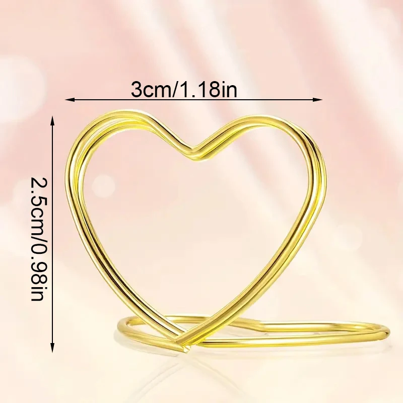 10PCS Metal Place Card Holders Golden Heart-shaped Photo Clip Wedding Table Number Name Sign Stand For Banquet Party Supplies