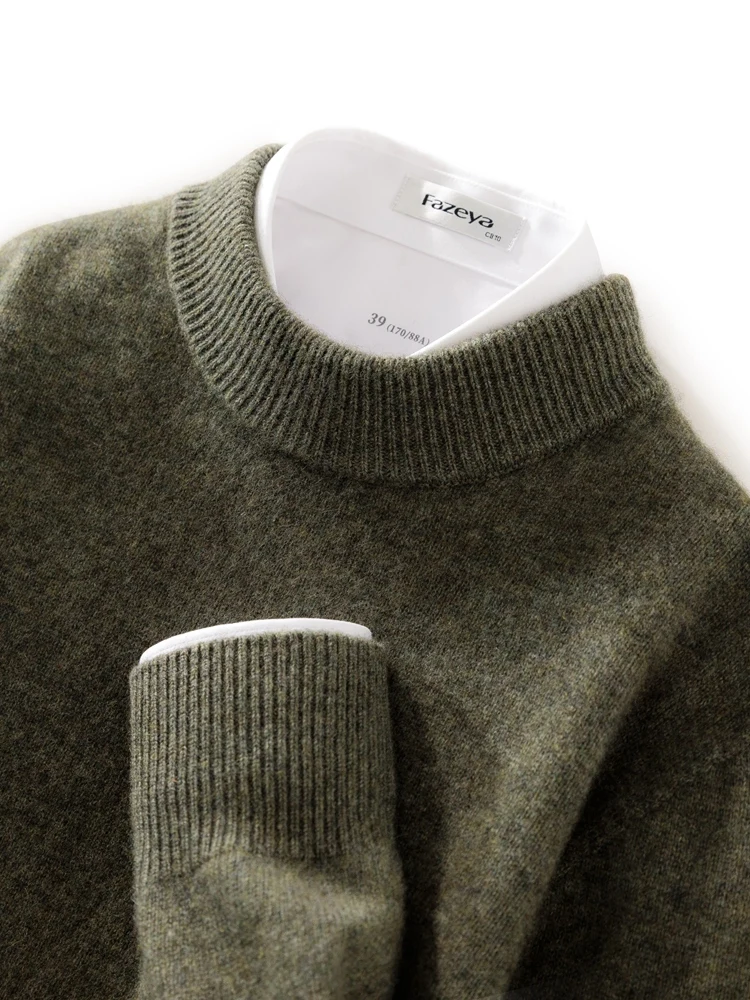 Men's Thick 100% Cashmere Sweater Mock Neck Basic Pullover Autumn Winter Smart Casual Cashmere Knitwear Soft Warm Clothing Tops 5