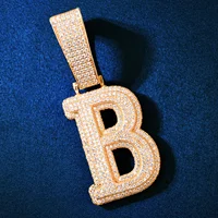 Collier Hip Hop personnalisé à double couche avec pendentif lettre unique, serti de zircons CZ, pour homme et femme, chaîne personnalisée, bijoux personnalisés, lettre unique A-Z 5