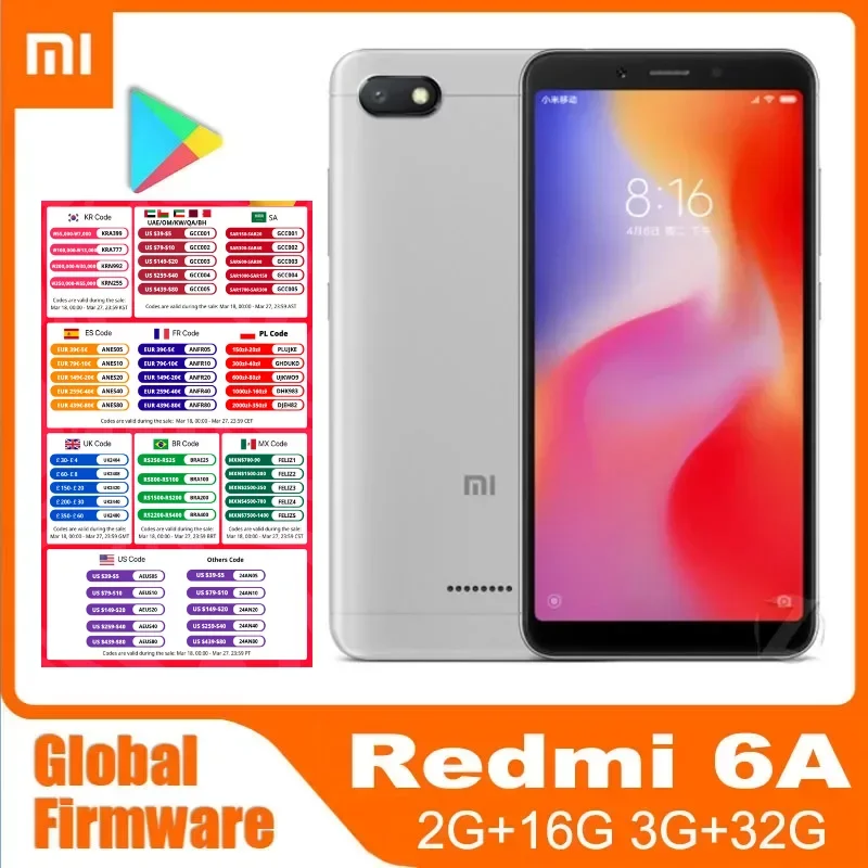 Smartphone Xiaomi Redmi 6A 16G/32G Versione Globale