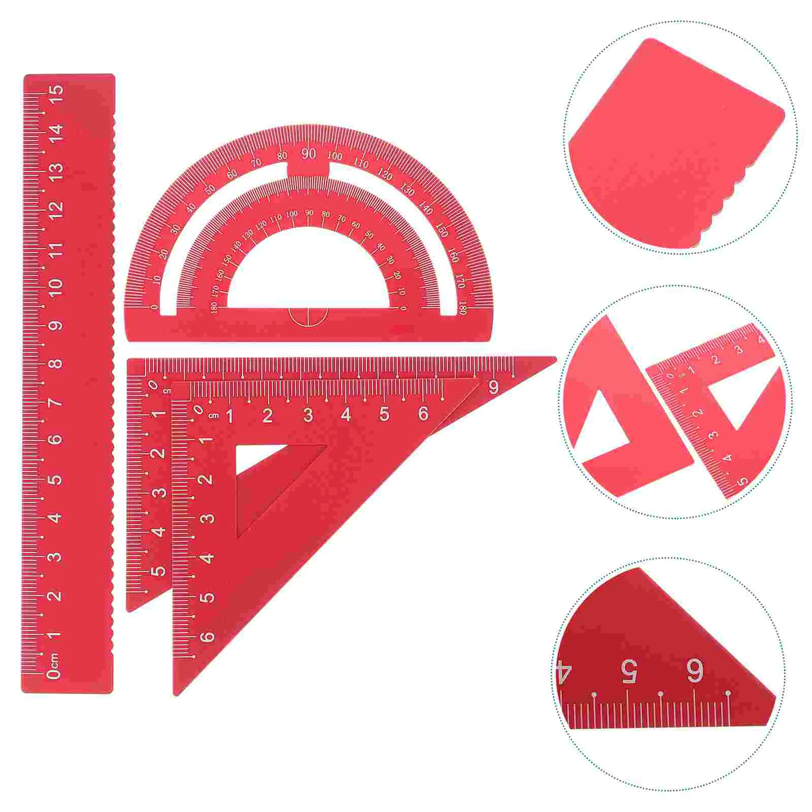 

DIY Metal Ruler Stationery Set Sturdy Office Ruler Triangular Plate Protractor Testing Ruler for Pupils Students Black