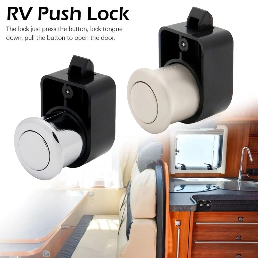 Cabinet Lock Push Button Lock ABS Base Alloy Pull Handle Corrosion-resistant Plastic Materials Reliable Lock Sturdy Construction