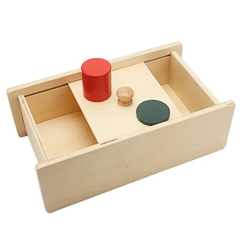 

Montessori Teaching Aids Wooden Box with Sliding Lid Attention Practice Game Toys for Infant Toddler Education Gifts educational