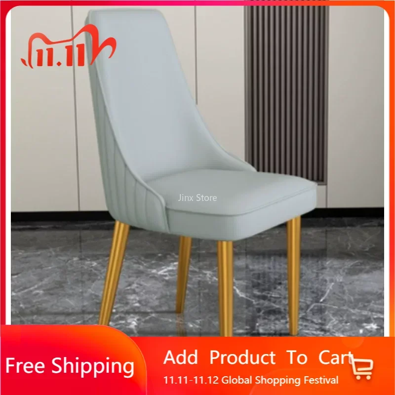 

Nordic Century Dining Chair Leather Throne Metal Luxury Dining Chair Foldable Designer Cadeiras De Jantar Kitchen Furniture
