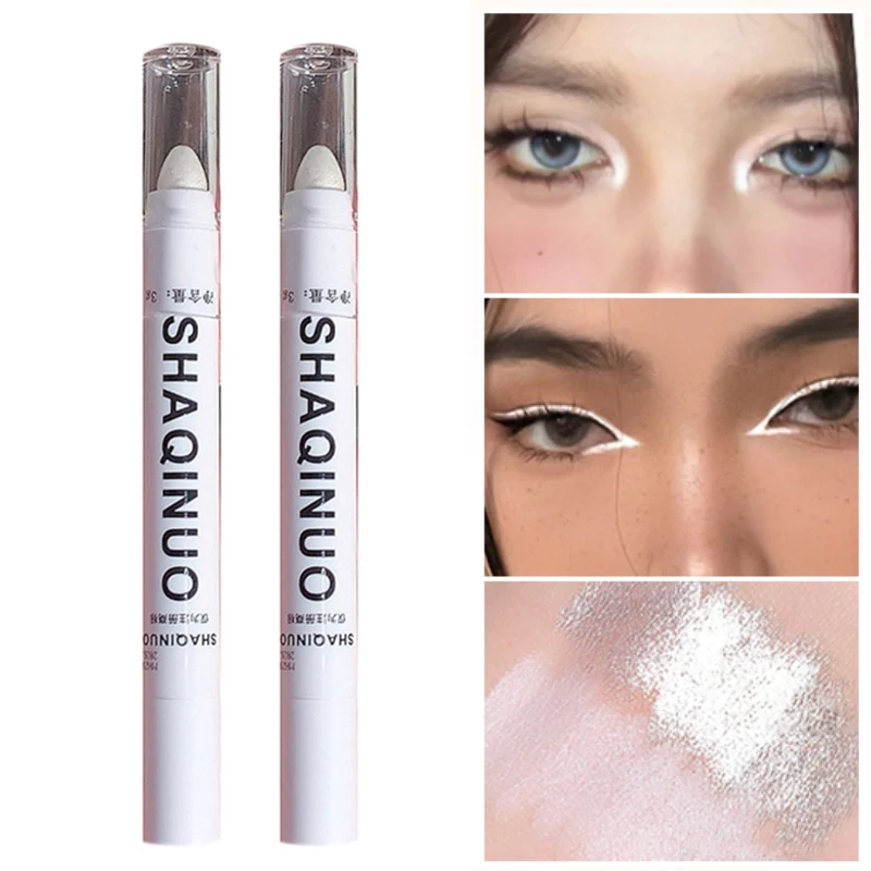 White Highlighter Pen Matte Shimmer Undereye Brightening Easy-Application Highlight Stick Instant Glow makeup pen