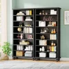 69-Inch Tall Bookcase with LED Lighting, Modern 9-Tier Freestanding Bookshelf with Solid Wood Legs, Wooden Open Display Shelf 3