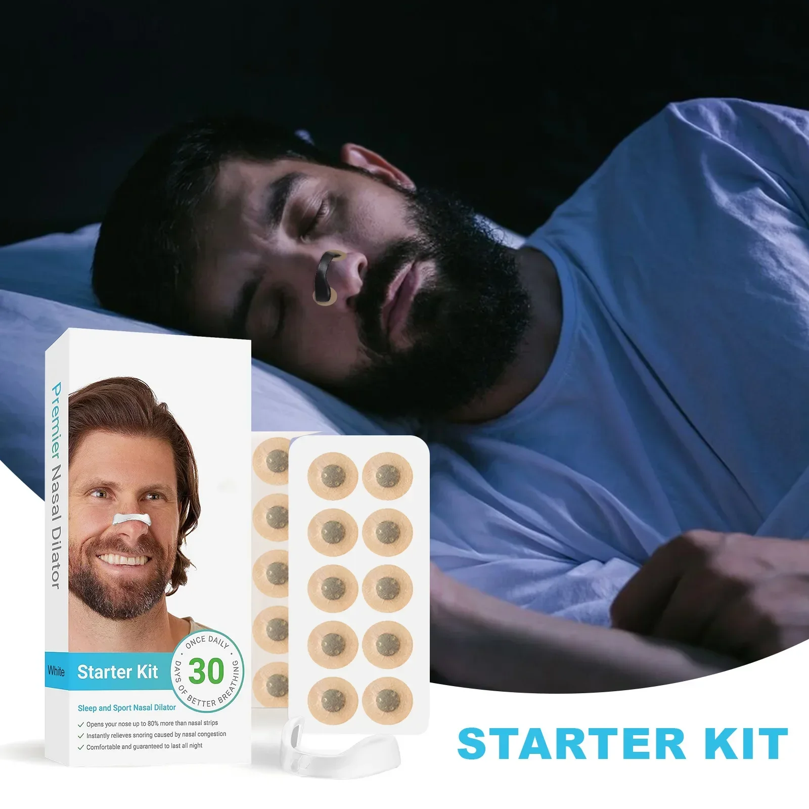 Sport Nasal Dilator Sleep Nasal Breathing Dilators Starter Kit Nose Breathe Strips Magnetic Strips Reduce Snoring 60PCS stop snoring nose clip nasal breathing dilator nasal strips nose strips stop snoring snoring nose strips stop snoring patch anti snoring patch sleep aid instrument