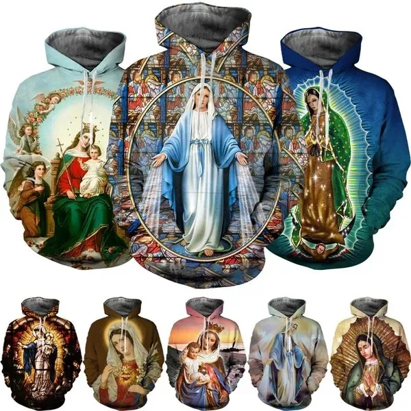 

Guadalupe Virgin Mary Of Mexico 3D Print Hoodie Fashion Christian Virgin Personality Street Faith Unisex Hoodies Pullovers Tops