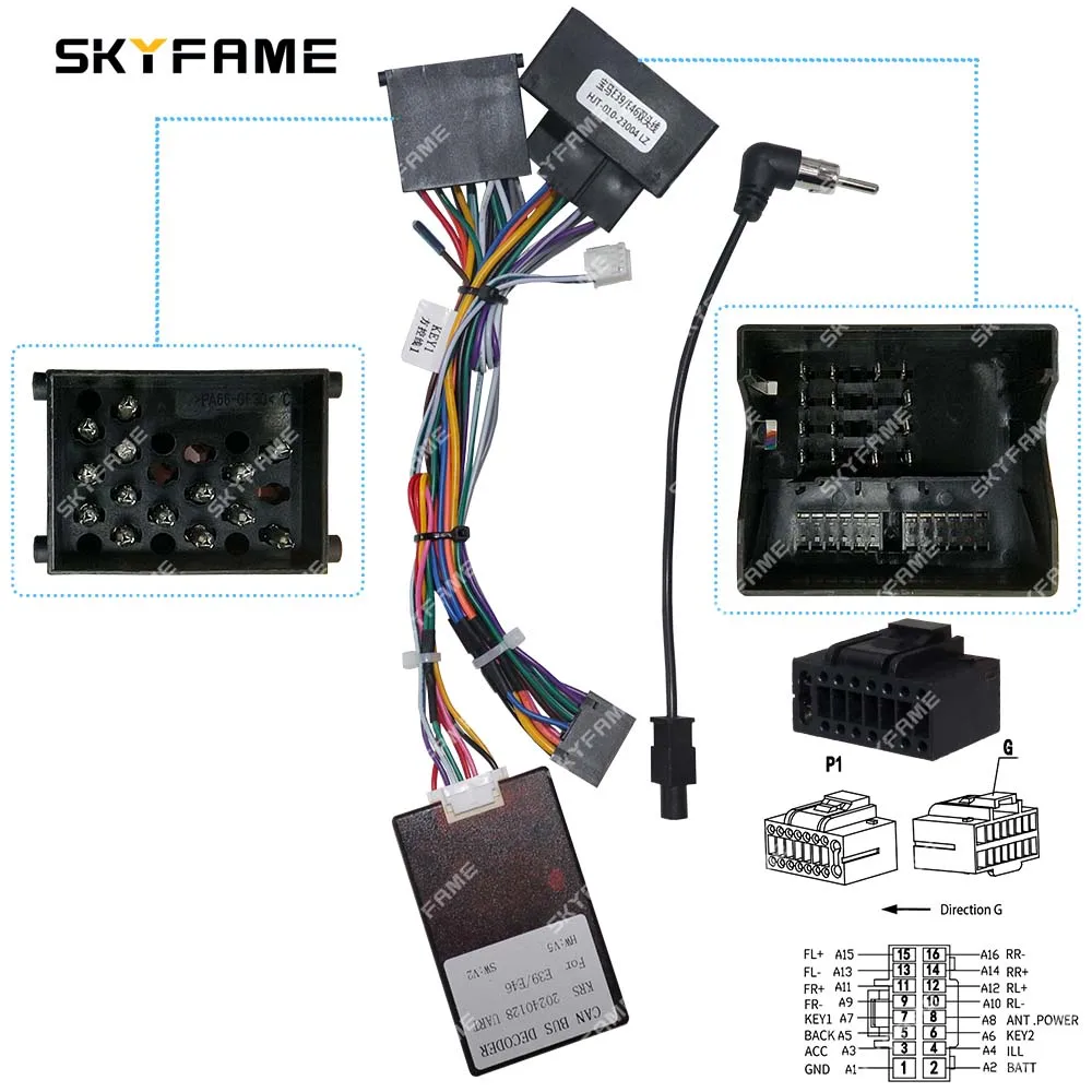 Car 16Pin Wiring Harness Adapter Decoder Android Radio Power Cable With Canbus Box for BMW E46 E39 E53 X5 3/5 Series