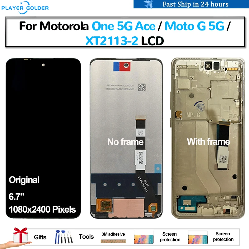 One 5G ACE LCD Display LCD Display Touch Screen Replacement For Motorola Moto G 5G / One 5G ACE (XT2113) - Frost Silver Moto G Pure Screen Replacement - Foto 3