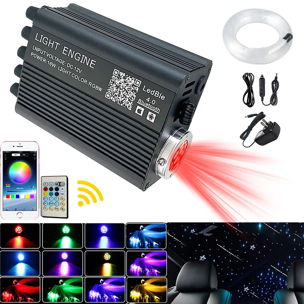16W RGBW Fiber Optic Star Ceiling Lights Kit 100-500PCS Twinkle Car Starry Sky Fiber Optic Light Smart APP Control Home Decor fiber optic lamp fiber optic ceiling kit
