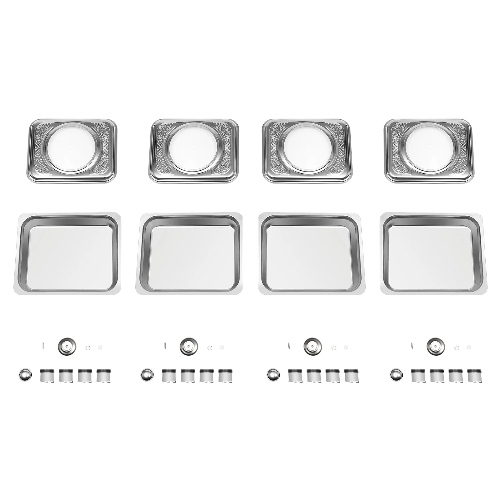 4-teiliges Edelstahl-Buffet-Servierset, Rechteckiges Chafing-Dish-Set mit Deckel für Buffets und Catering – Detail 4
