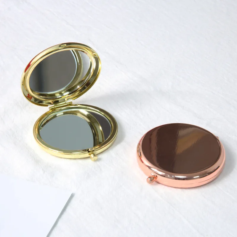 Double-Sided Small Mirror Portable Folding Round Makeup Mirror Rose Gold Mini Men And Women Handheld Pocket makeup mirror,hand holding mirror