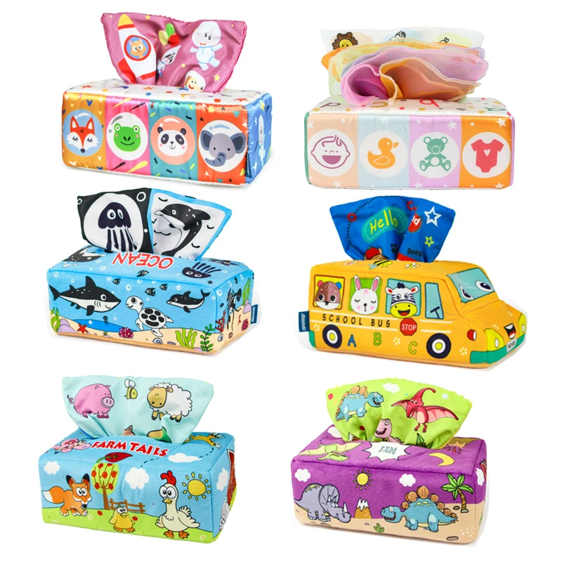 

Montessori Magic Tissue Box Baby Toys Educational Learning Activity Sensory Toy For Child Finger Exercise Busy Board Babies Game