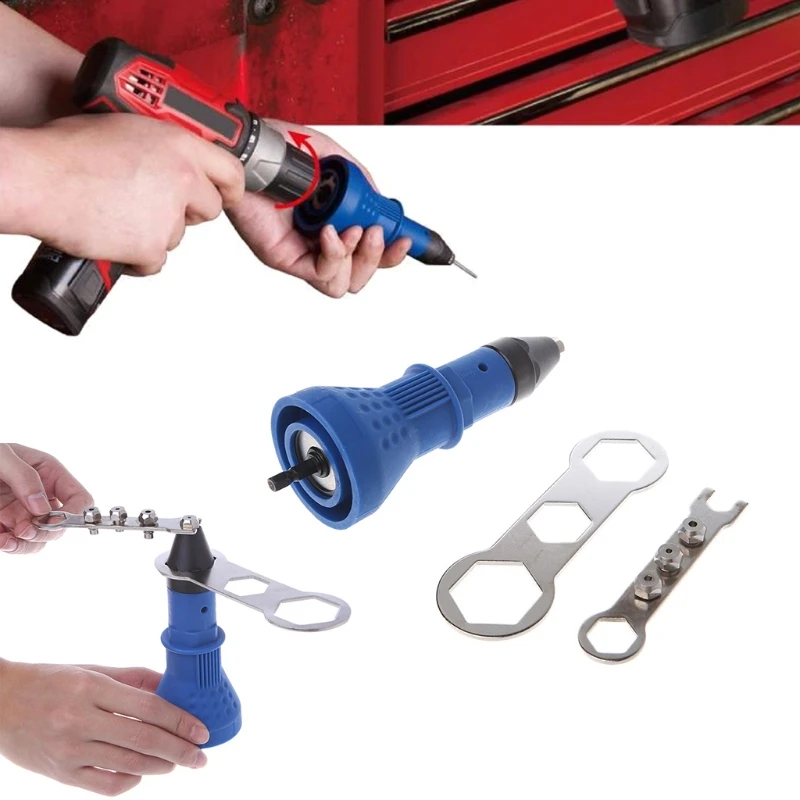 Electric Rivet Tool Nut Riveting Insert Hand for pop Drill Cordless Heavy Du