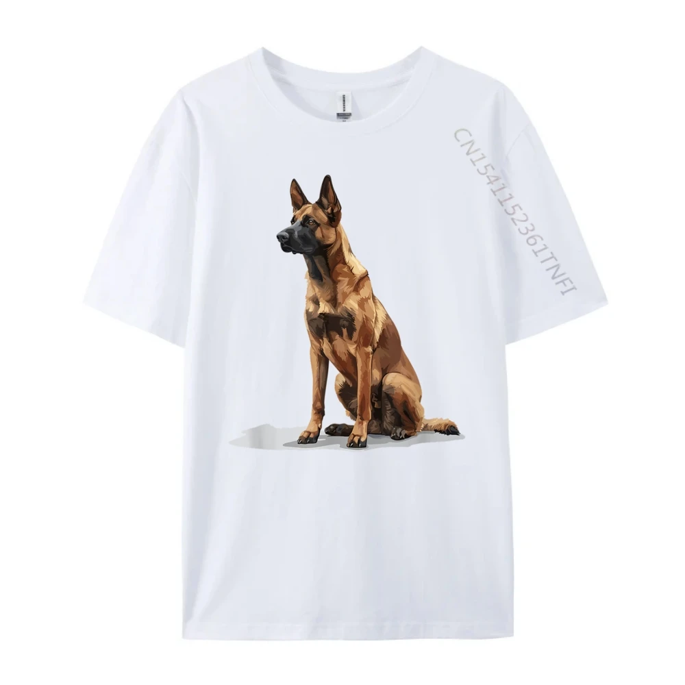 Belgian Malinois Dog Breed Graphic Tees Newest Crewneck Classic Short Sleeve Cotton Fabric Men T Shirt Geek Tee Shirts Belgian Malinois Dog Breed Graphic white