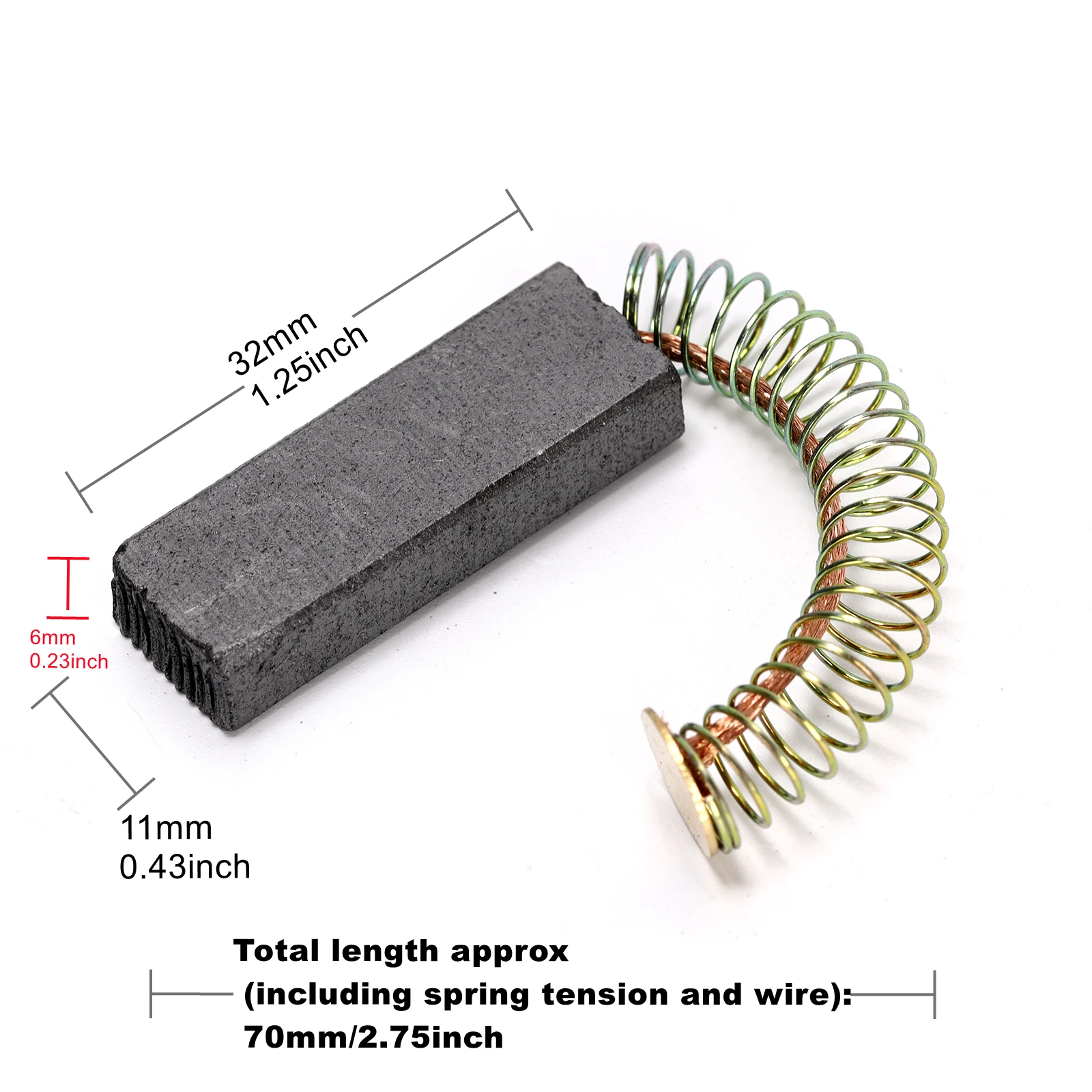 4Pcs/Lot Universal Carbon Brush with Wire and Spring 32mmx11mmx6mm for Motor, Power Tool, Replacement Repair Parts