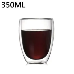 Handmade Double Wall Heat Resistant Glass Cup Set - 80-450ML - 6pcs (350ml A)