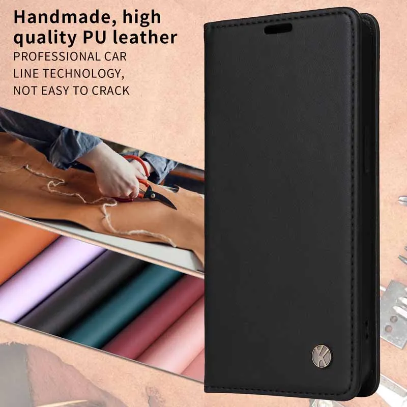 Leather Flip Cover with Strong Magnetic Closure - Business Wallet Case