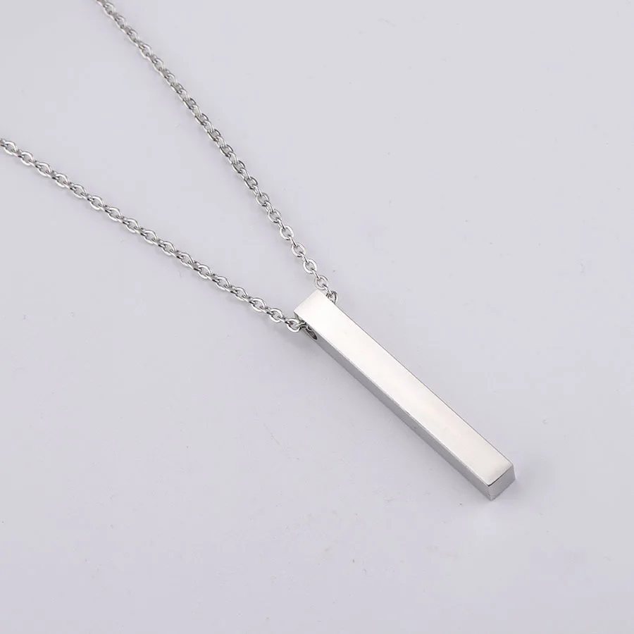 10Pcs 5*40mm 3D Bar Necklace Mirror Polish 316L Stainless Steel Unisex Necklace Jewelry 5 Colors with 45cm Long Chain Best Gifts