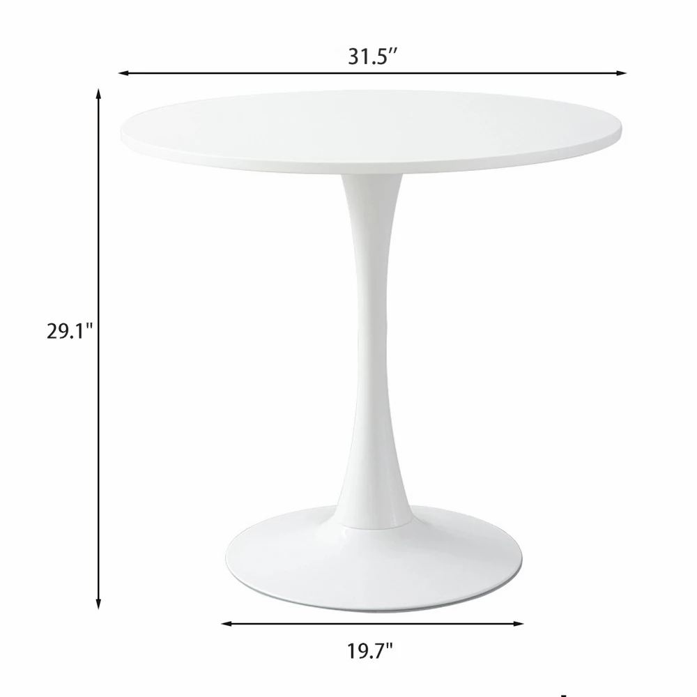 Modern Round Dining Table, &empty;31.5'' Kitchen Dining Room Furniture, Coffee Table, Leisure Living Room White