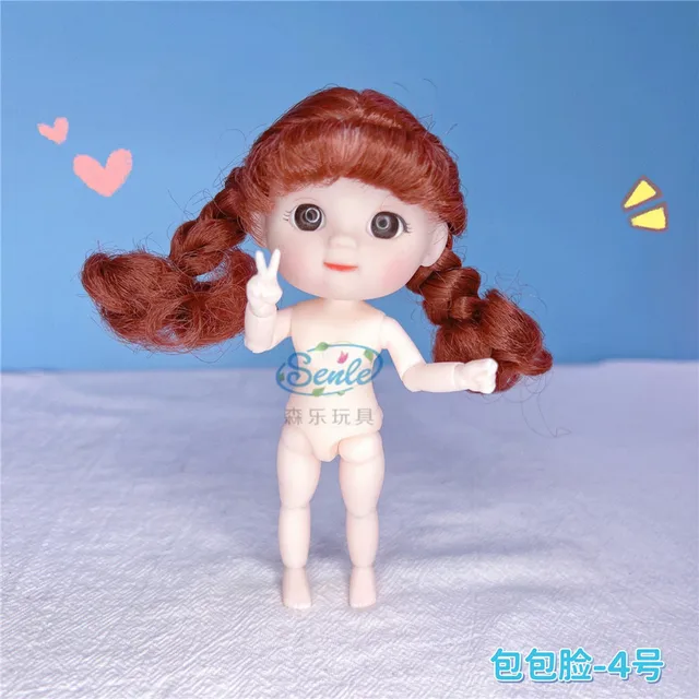 New OB11 Doll Body 13 Joints Cute Face 3D Brown Big-eyed 12CM Naked Dolls with Shoes Children Girls DIY Toy Gift 1/12 Munecas 4