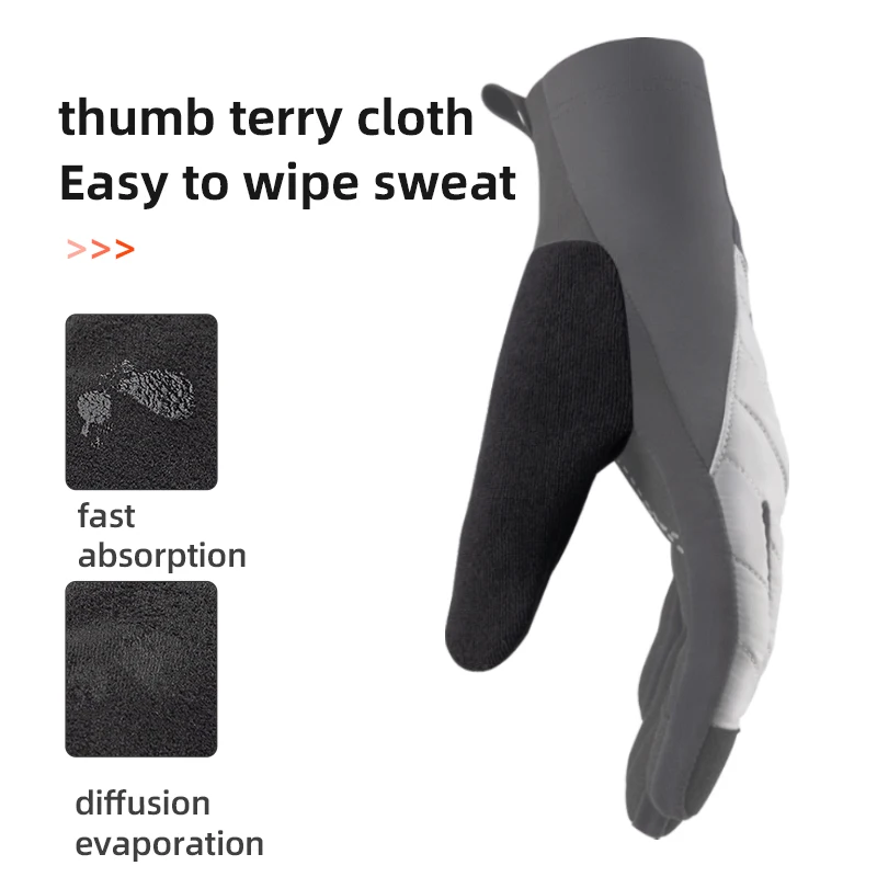 ROCKBROS Winter Bicycle Gloves Thermal Fleece Warmer Motorcycle Electronic Bike Gloves Windproof Full Finger Cycling