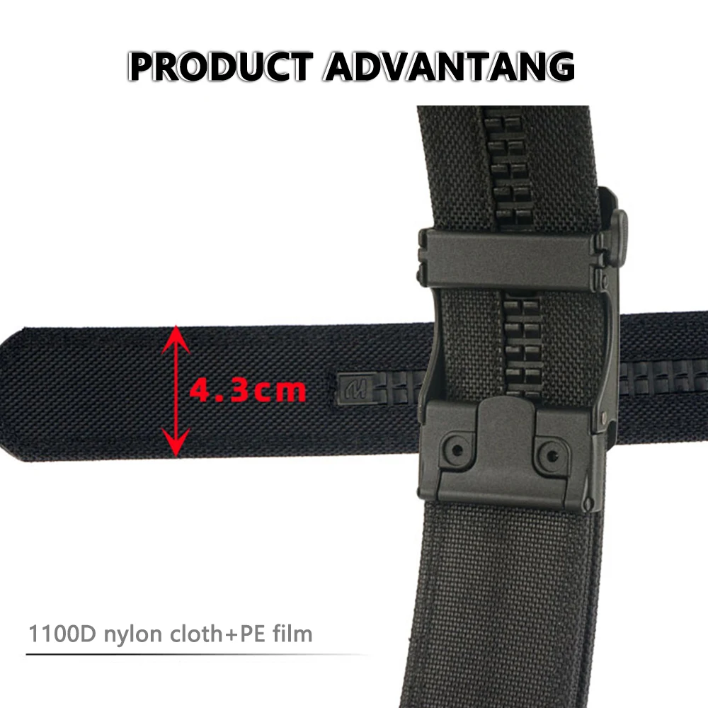TUSHI Militärgürtel für Herren, 4,3 cm, Nylon, Metall, automatische Schnalle, Polizei-Arbeitsgürtel, taktischer Outdoor-Gürtel, Zubehör, mehrere Größen – Detail 9