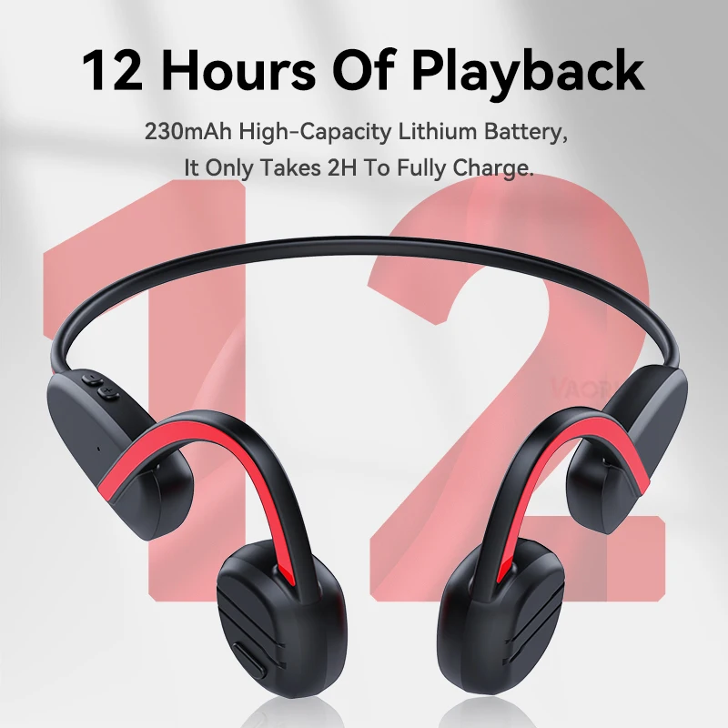 VAORLO 오리지널 진정한 골전도 무선 헤드폰 IPX6 방수 HiFi 스포츠 러닝 게임 음악 귀고리 블루투스 5.3 마이크가있는 헤드셋