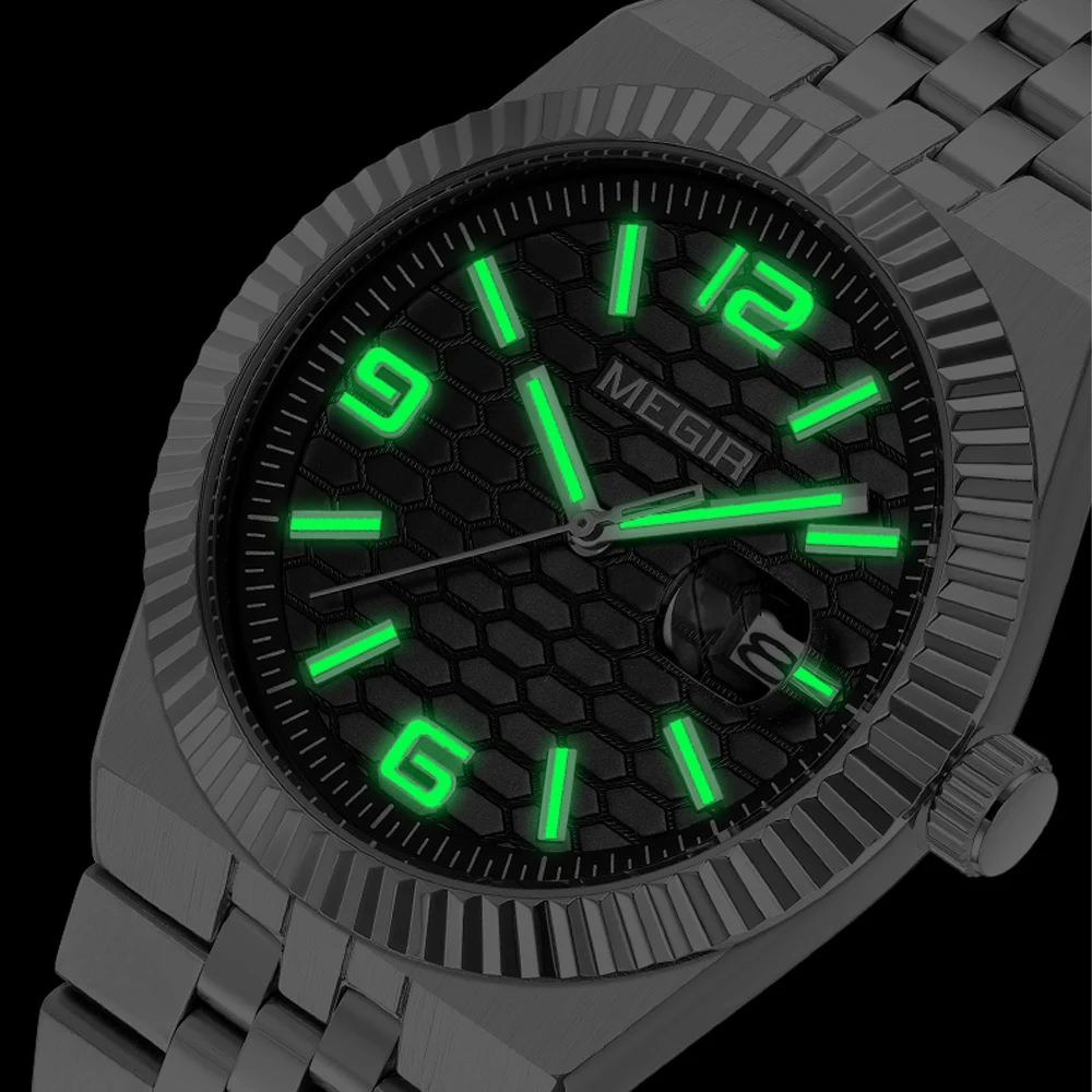 MEGIR New Quartz Watch for Men  Luxury Brand Stainlss Steel Date Man Wristwatch Fashion Waterproof Clock Original Mens Watches - 6