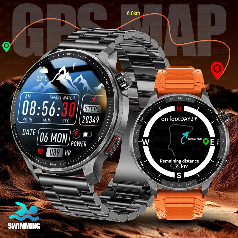 2026New GPS Position Smart Watch Men Outdoor Compass Altimeter 4GB Memory Offline Map 10ATM Waterproof Bluetooth Call Smartwatch 1