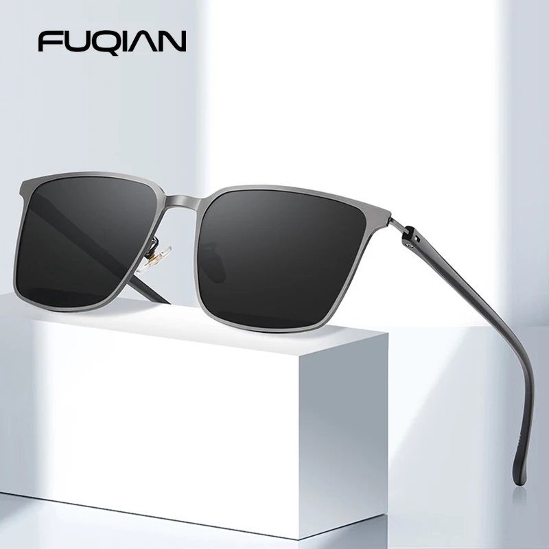 Ultra Licht Edelstahl Polarisierte Sonnenbrille Männer Hohe Qualität Metall Quadrat Männliche Sonnenbrille Mode Sommer Driving Shades UV400