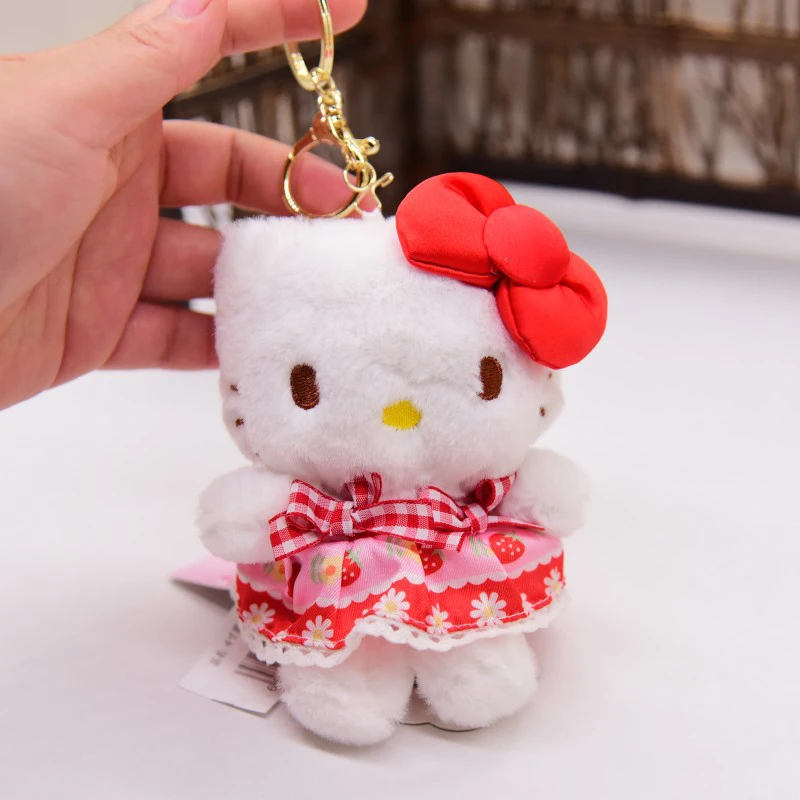 산리오 헬로 키티 귀여운 소녀 키체인 가방 펜던트, 쿠로미 시나모롤 어린이 봉제 장난감 키링 배낭 스트랩, 크리스마스 선물