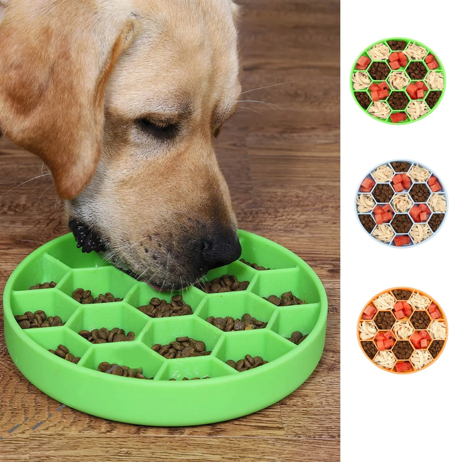 

Pet Silicon Slow Feeder Bowl Dog Food Plate Pet Feeders Treat Dispensing Anti Choking Puppy Cat Eating Dish Anti-Gulping Plate