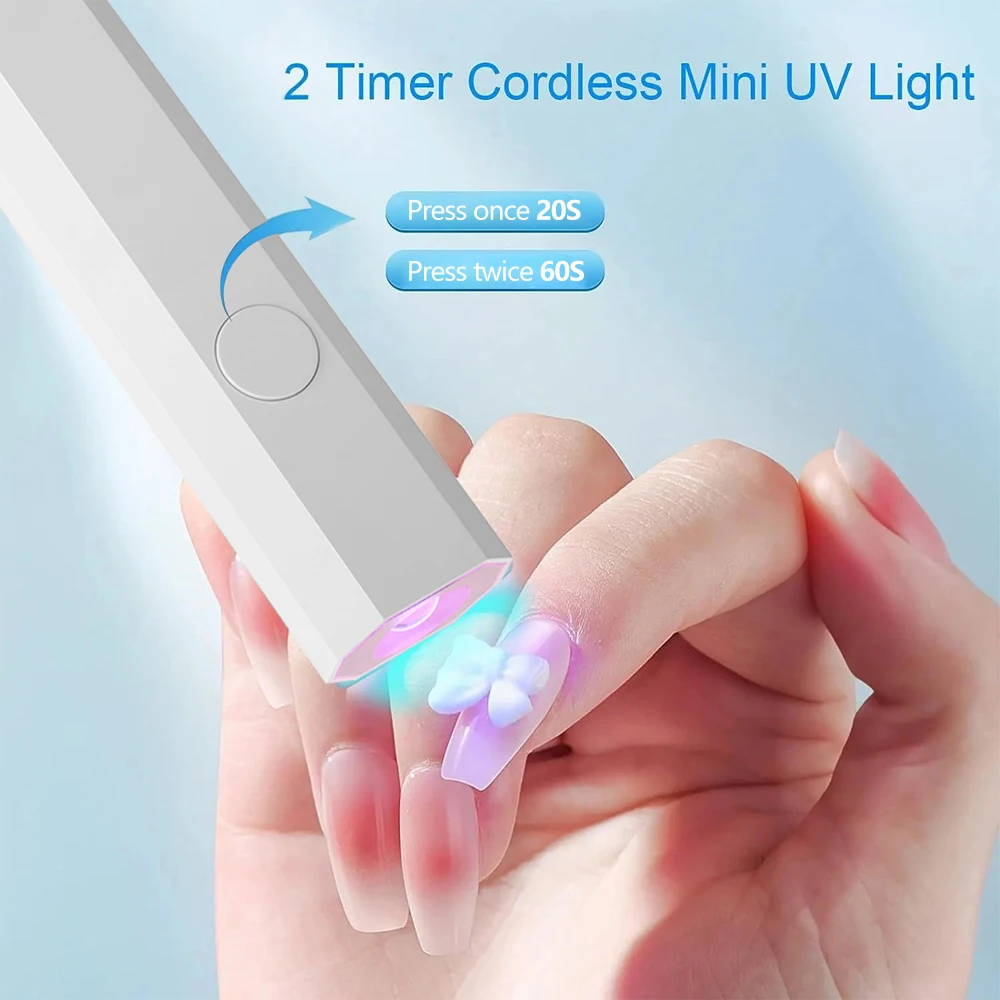휴대용 네일 드라이어, USB 미니 네일 드라이어 램프, 180mAh 배터리 UV LED 네일 램프, 모든 네일 젤 경화에 적합, 적용 가능한 제품