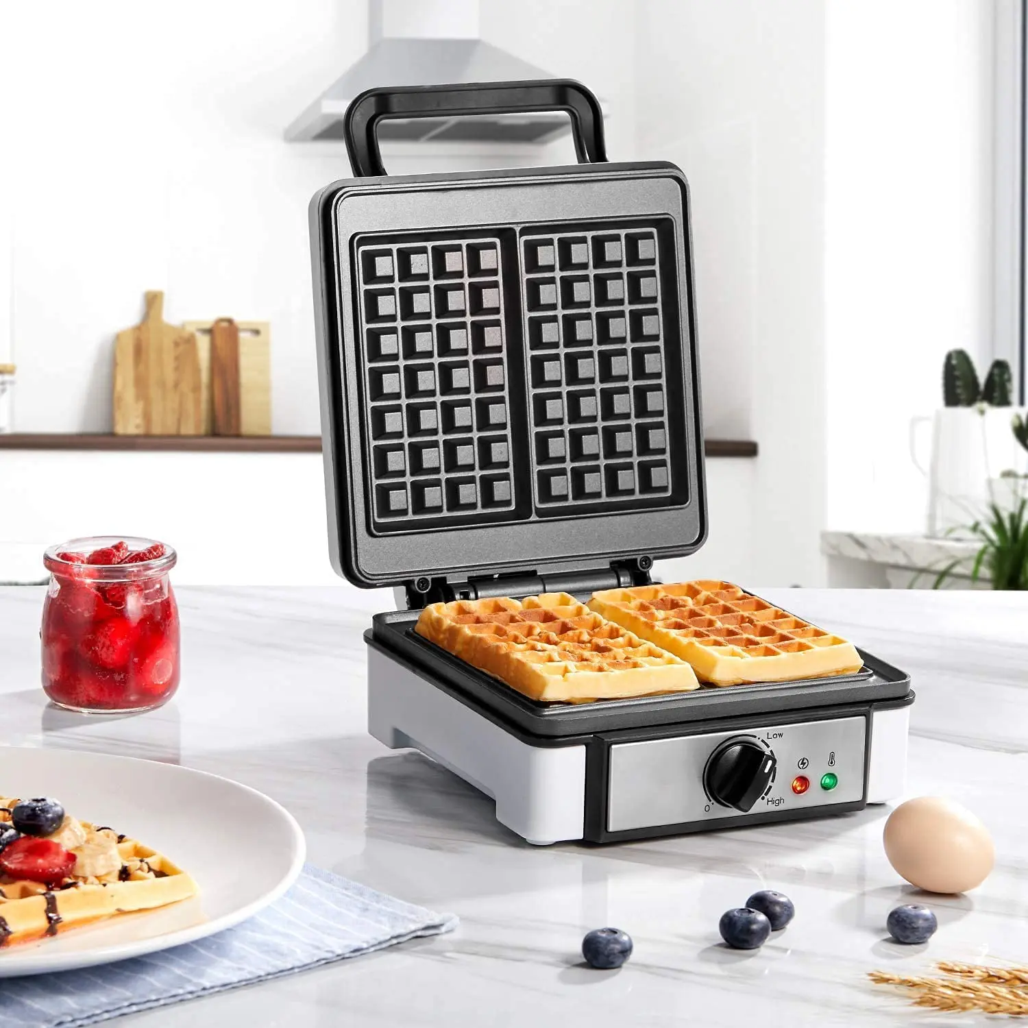 Round Commercial Nonstick Electric Waffle Maker 4pcs Muffin Maker Baker  Machine