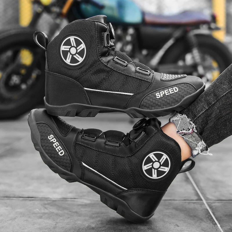 Men Motorcycle Boots Motorbike Riding Shoes Anti-fall Motorcycle Shoes Motocross Off-Road Racing Boots