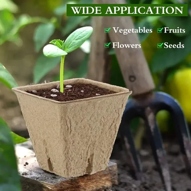 50Pcs Plant Pots Nursery Cups Garden Tray Biodegradable Paper Pulp Peat Pots 6/8cm Plant Grow Bags For Home Garden Accessories 6