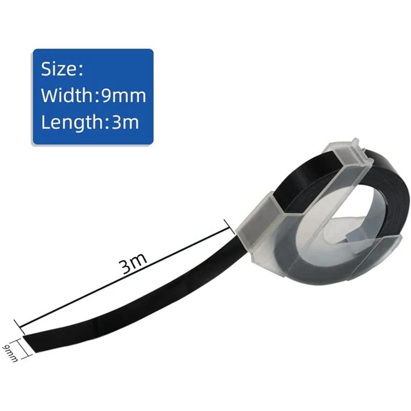 Dymo 엠보싱 라벨 테이프와 호환되는 라벨 테이프, Dymo 라벨 메이커 1880 Motex E-101 9Mm X 3M, 6 PCs