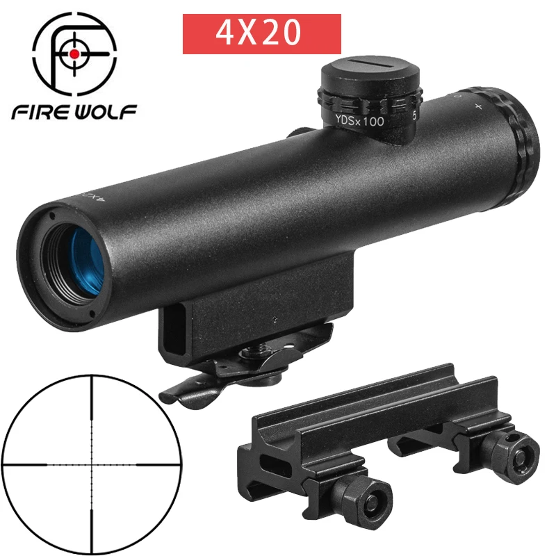 

FIRE WOLF HD 4X20 Tactical Scope with BDC Turret Mil-DOT Reticle for Hunting